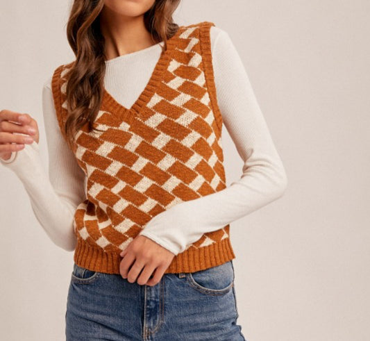 V-Neck Slub Textured Vest