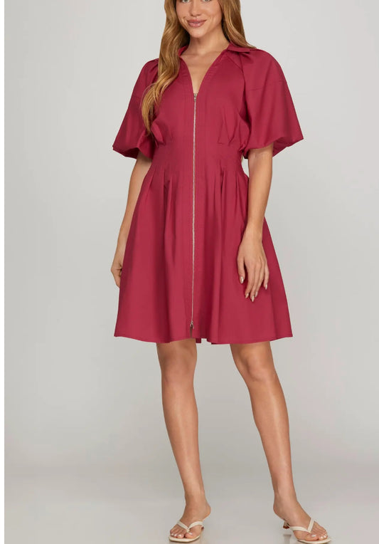 Berry Zip Up Dress