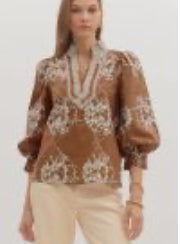 Brown And White Fall ENTRO Blouse