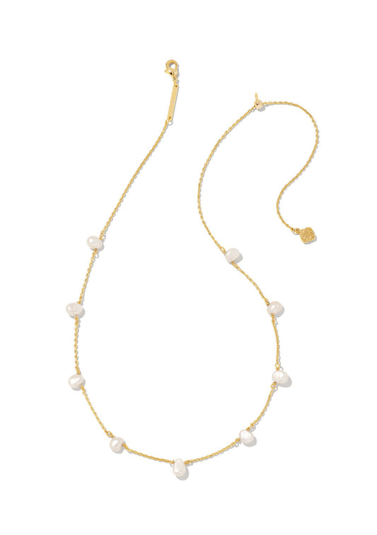 Leighton Pearl Strand Necklace – Gold & White Pearl