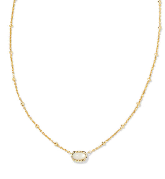 Mini Elisa Satellite Short Pendant Necklace – Gold & Ivory Mother of Pearl