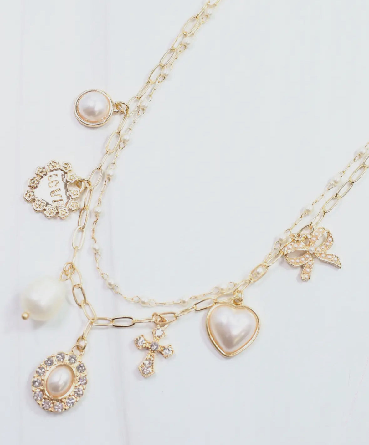 Aki Pearl And Heart Charm Necklace