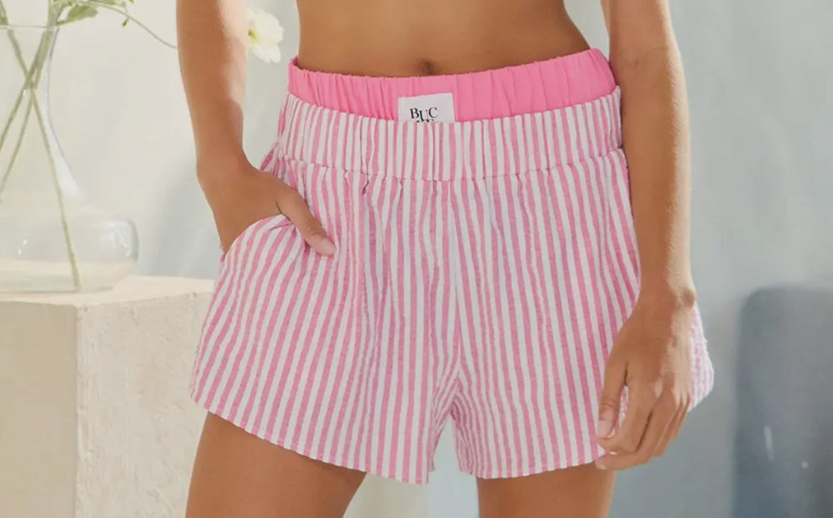 Waist Double Elastic Banded Boxer Stripe Shorts