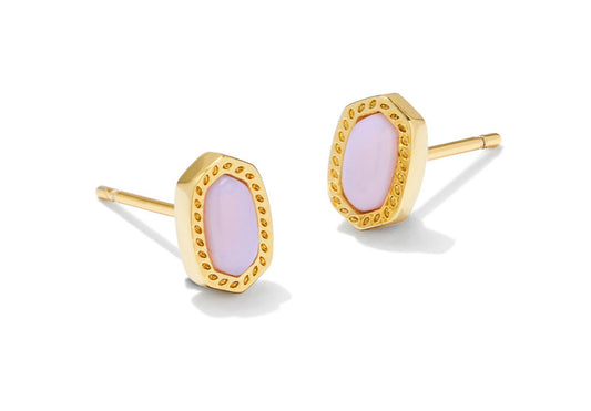 Kendra Scott Mini Ellie Stud Earrings – Gold Pink Opalite Crystal