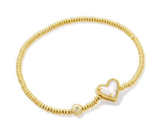 ARI HEART STRETCH BRACELET GOLD IVORY MOP