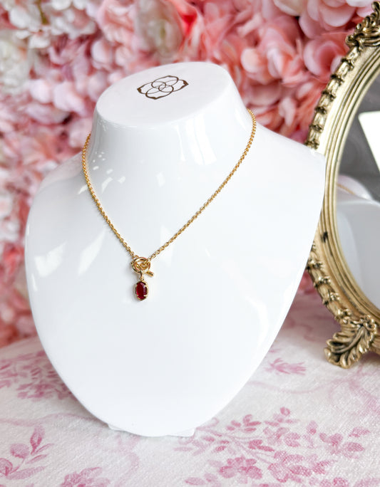 Mini Elisa Toggle Short Pendant Necklace Carmine Red Illusion