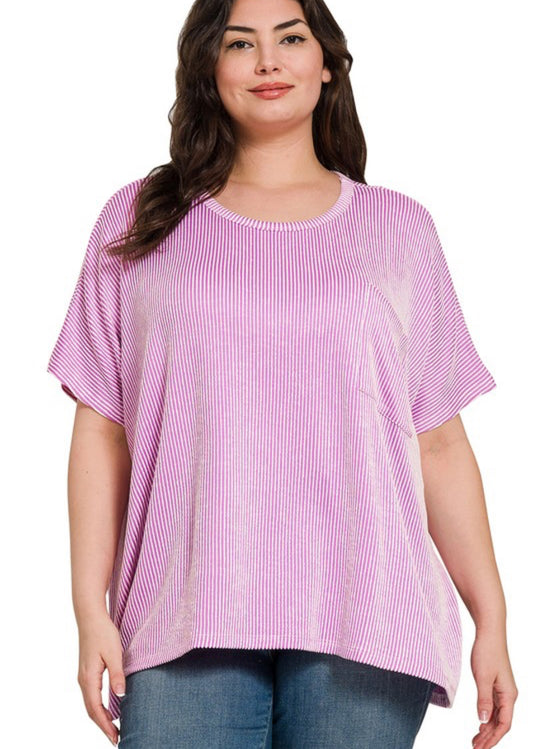 Plus Size Zenana Ribbed Shirt
