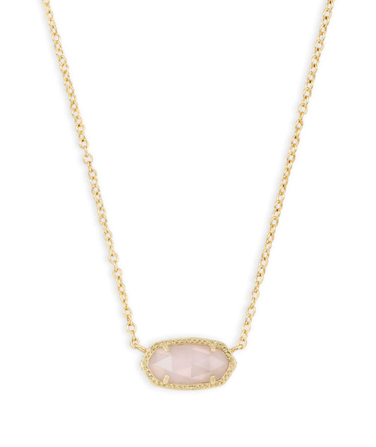 Elisa Short Pendant Necklace – Gold & Rose Quartz