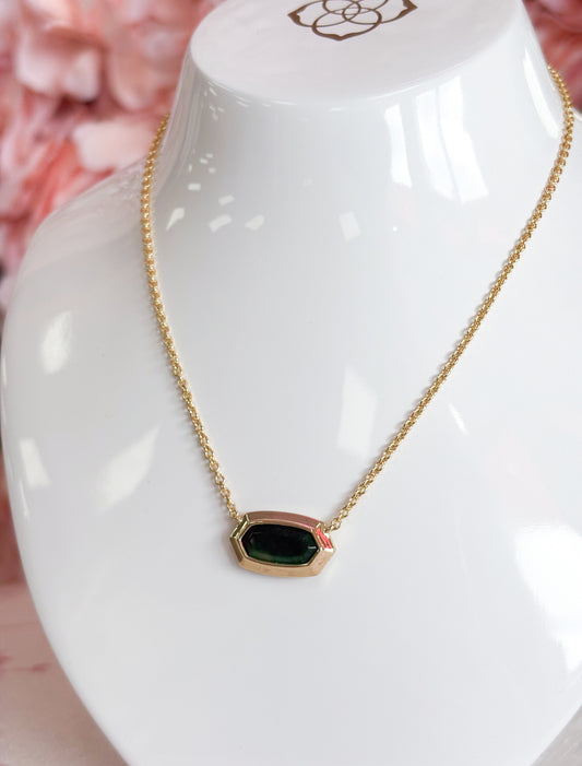 Elisa Bezel Short Pendant Kendra Scott Green Tigers Eye