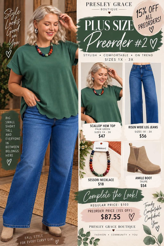 Palm Green Scallop Hem Top