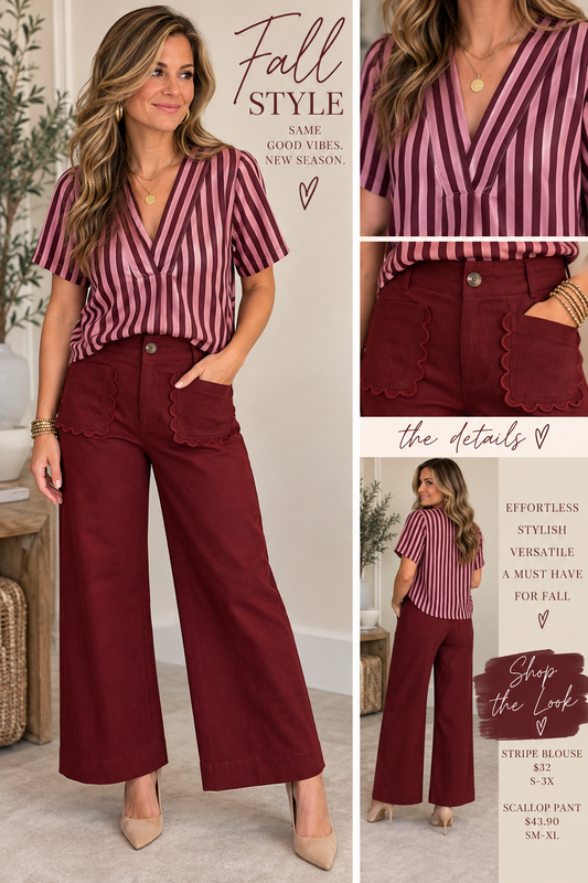 The Rosé & Merlot Striped Blouse 🍷🌸