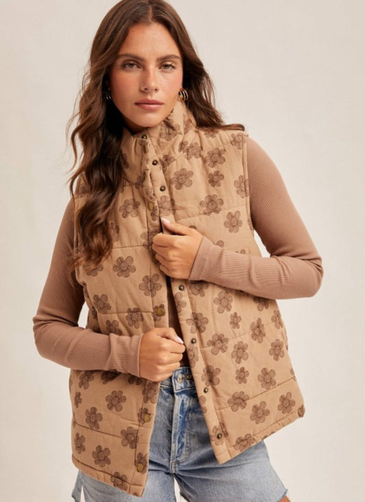 Brown Flower Vest