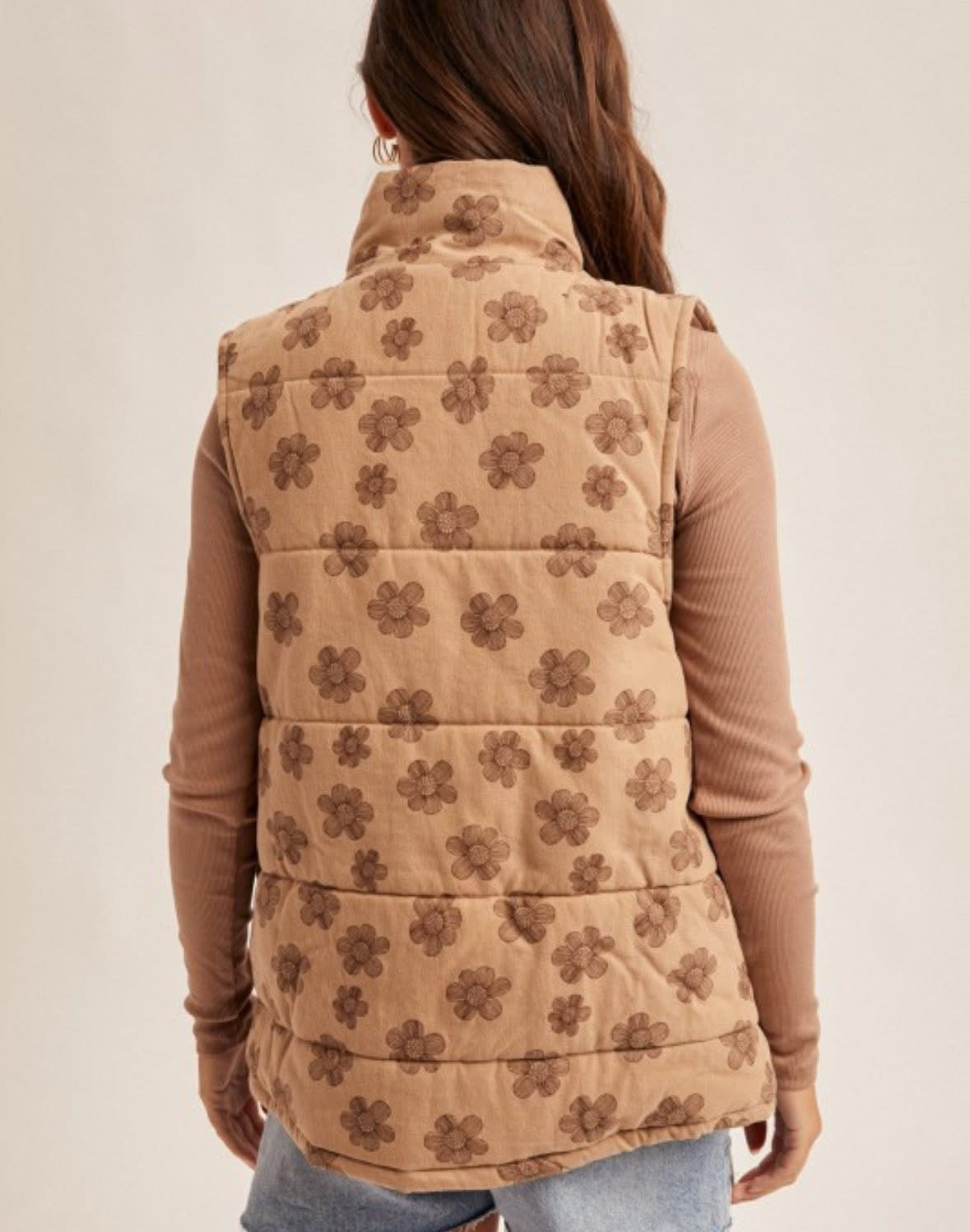 Brown Flower Vest