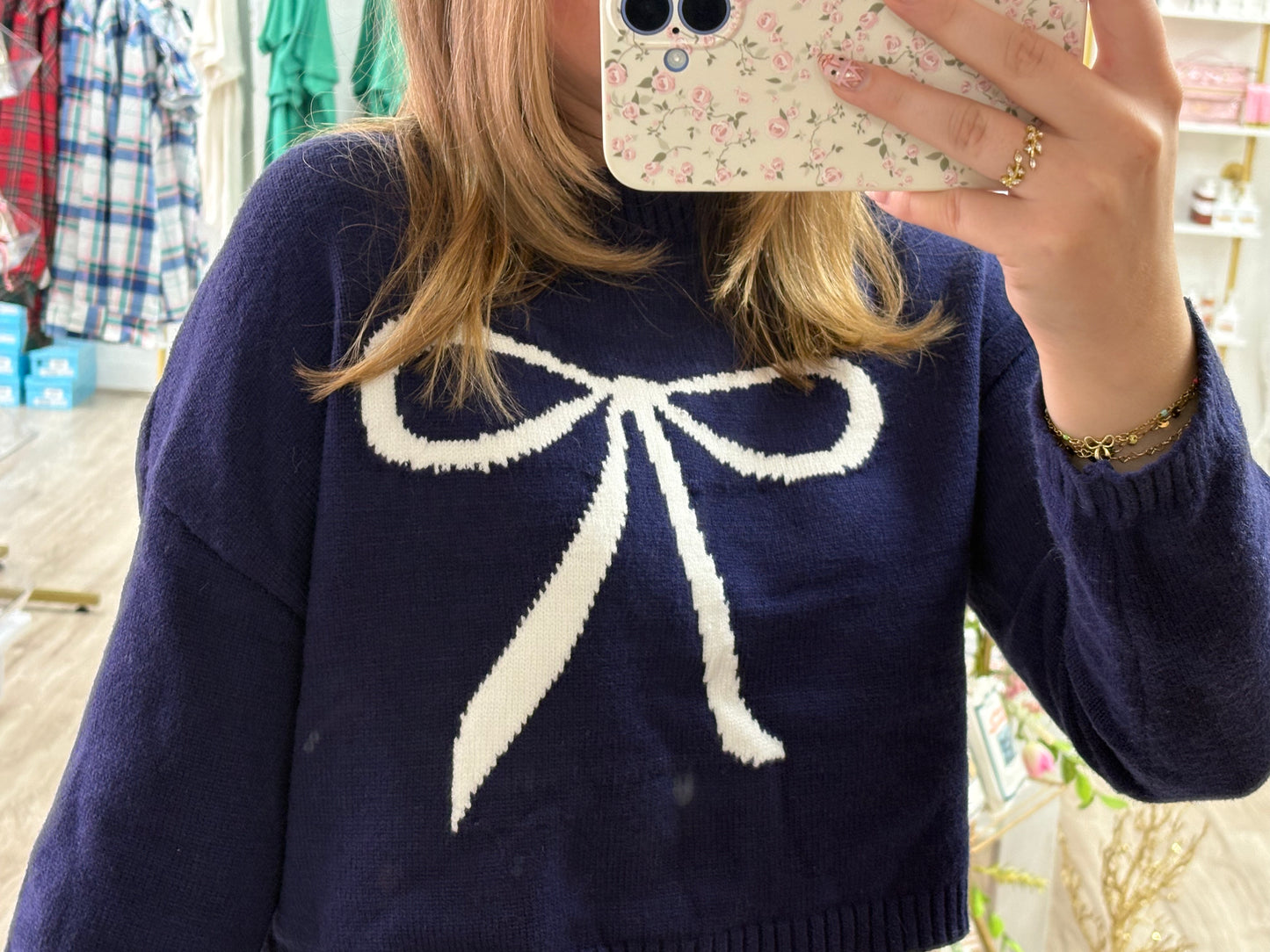 Navy Bow Sweater