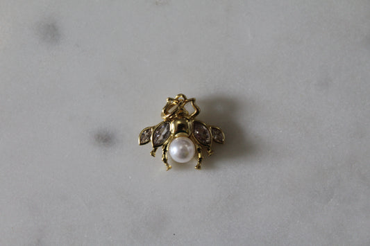 Gold Bee With Pearl