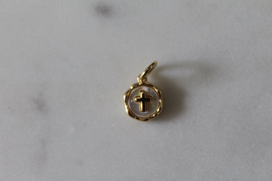 Mother of pearl gold cross charm