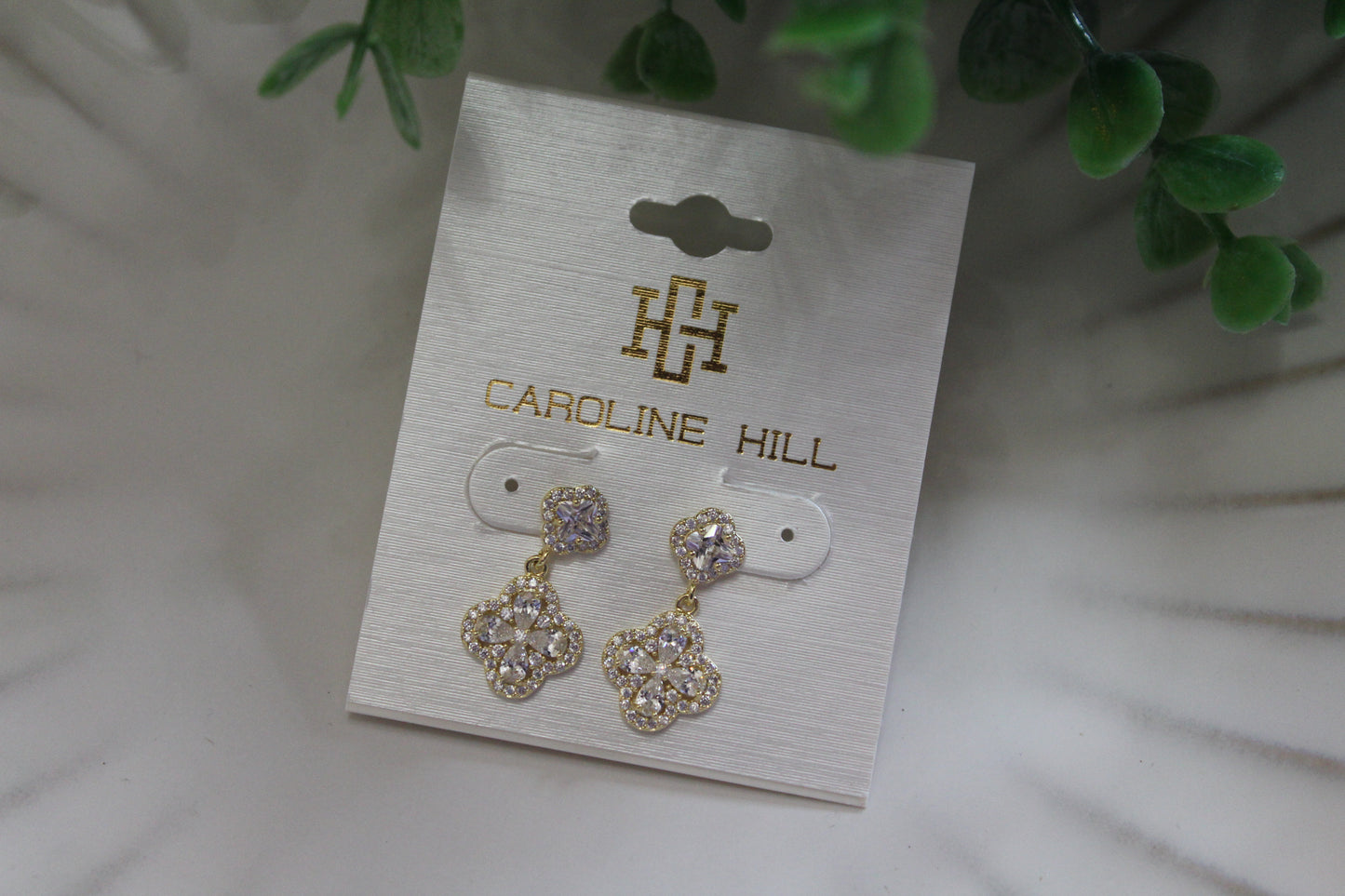 Caroline Hill Rohan Cz Clover Drop Earrings