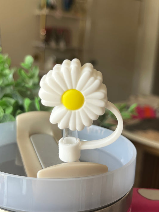 White Flower Straw Topper