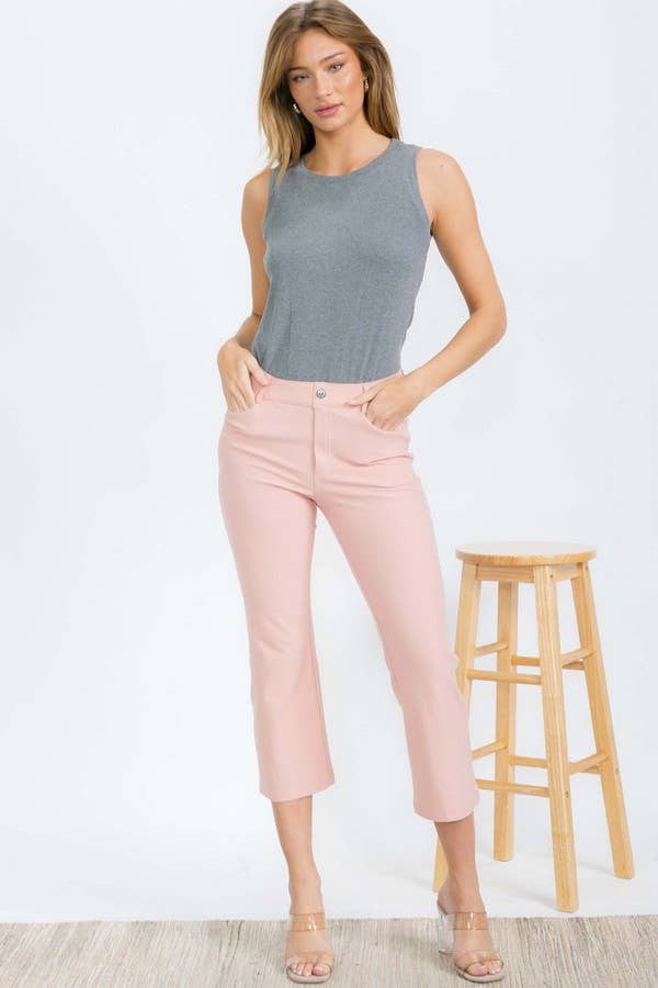 Women's Ribbed Viscose Crew Neck Loose Fit Tank: Pink / M