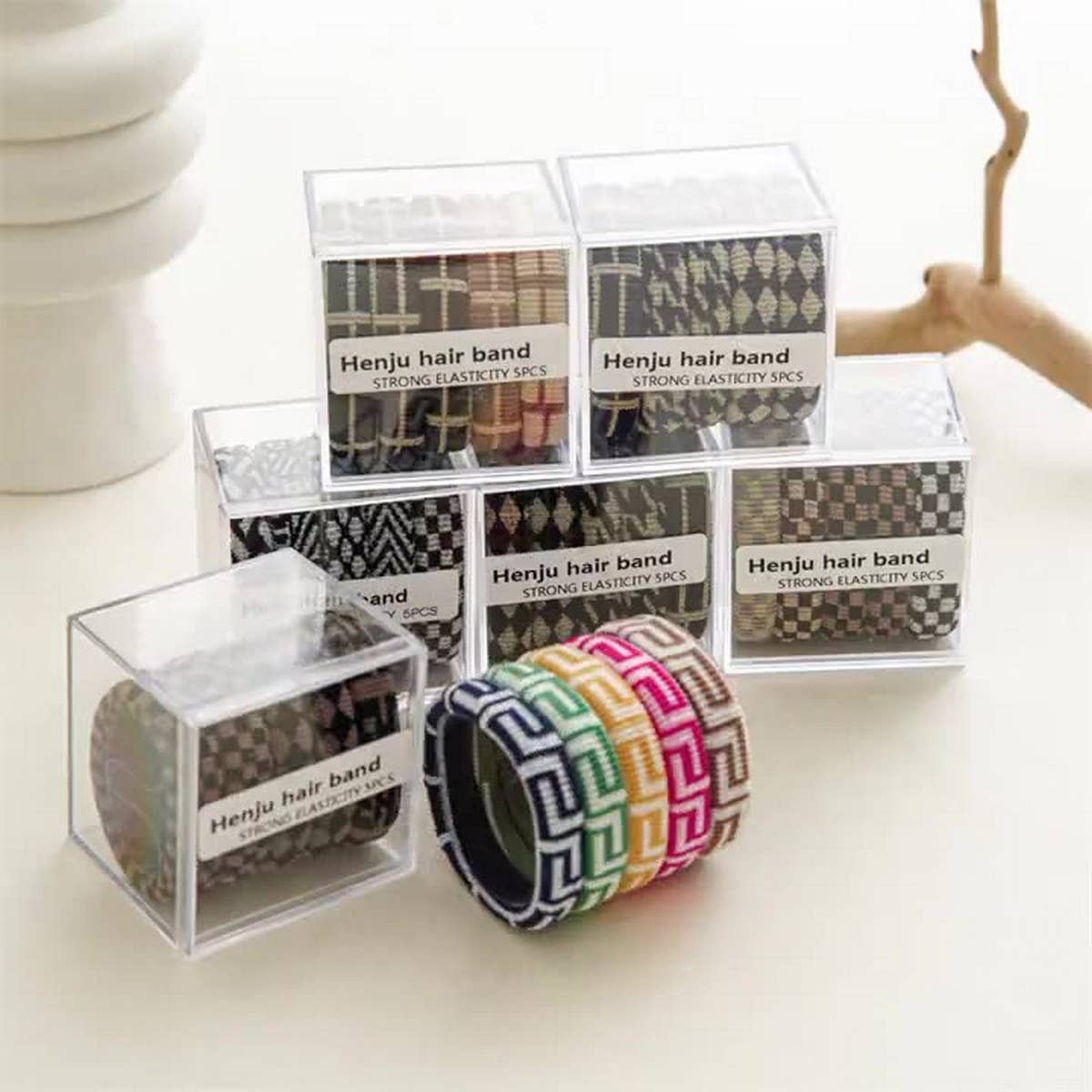 5-PIECE SET OF HIGH ELASTIC HAIR TIES_CWAHA1112: BLACKWHITE / (OS) 3