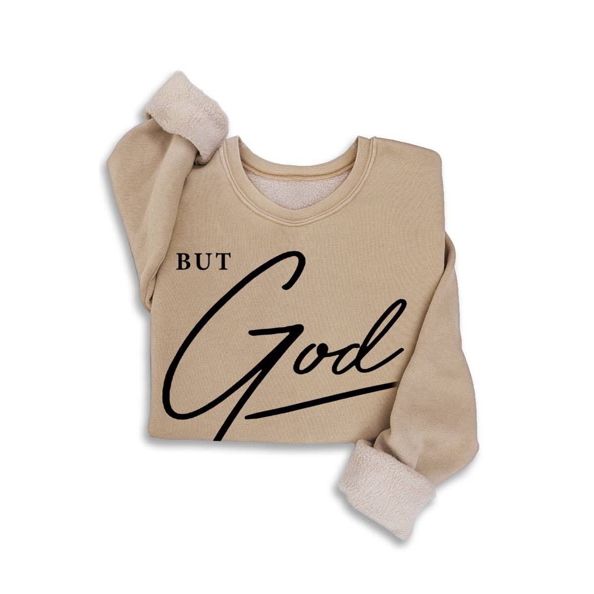 BUT GOD MINERAL GRAPHIC SWEATSHIRTS: MINERAL BEIGE / S-M-L-XL(1-2-2-1)