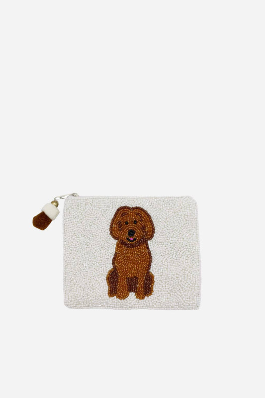 Golden Doodle Beaded Coin Pouch