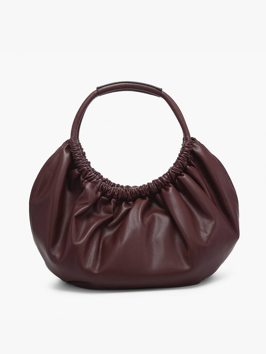 Jen & Co- Lena Ruched Shoulder Bag w/ Round Handle: Merlot