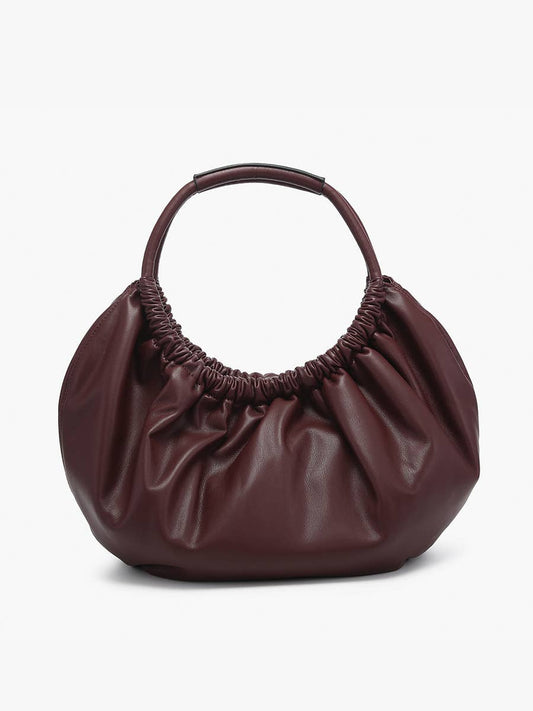Jen & Co- Lena Ruched Shoulder Bag w/ Round Handle: Merlot