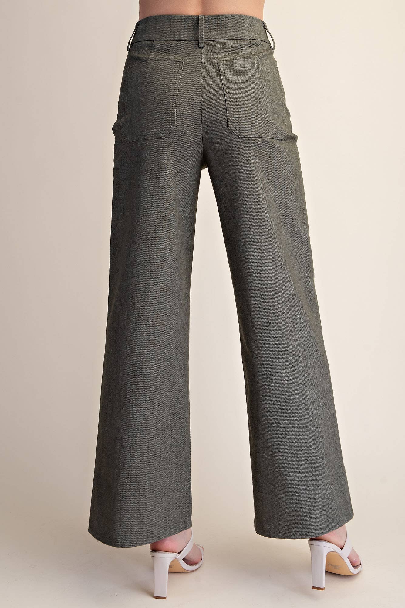 Stretchy Jeans High Rise Front Pocket Wide Leg: Navy