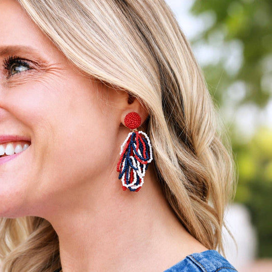 Patriotic Palm Beach Loop Earrings| Patriotic Earrings