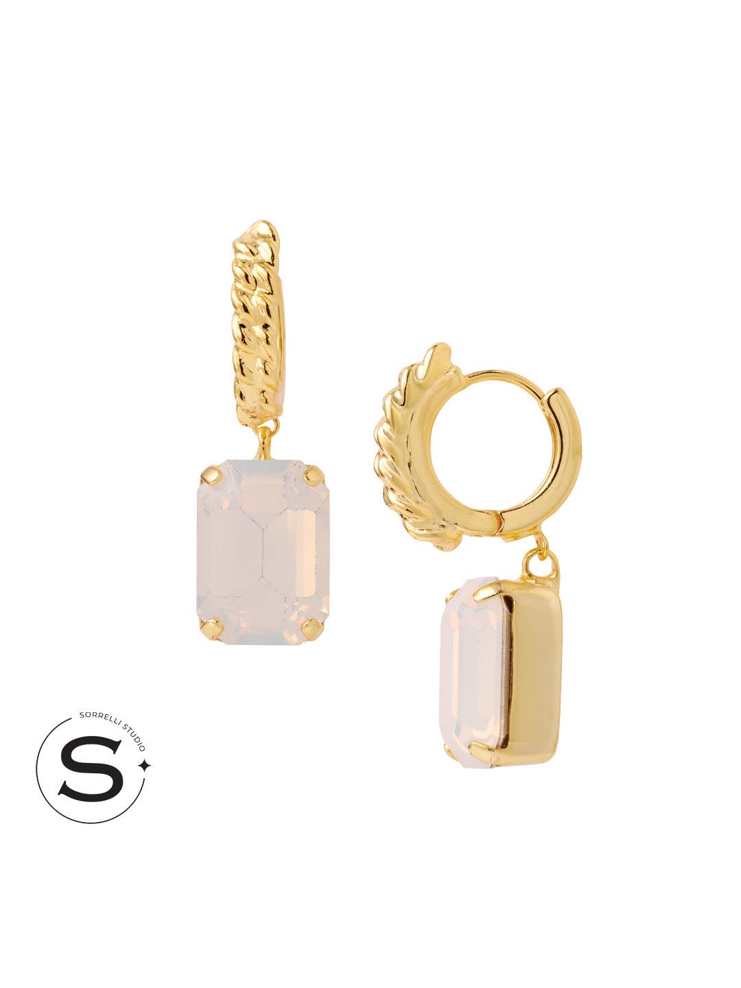 Studio Emerald-Cut Dangle Earrings -White