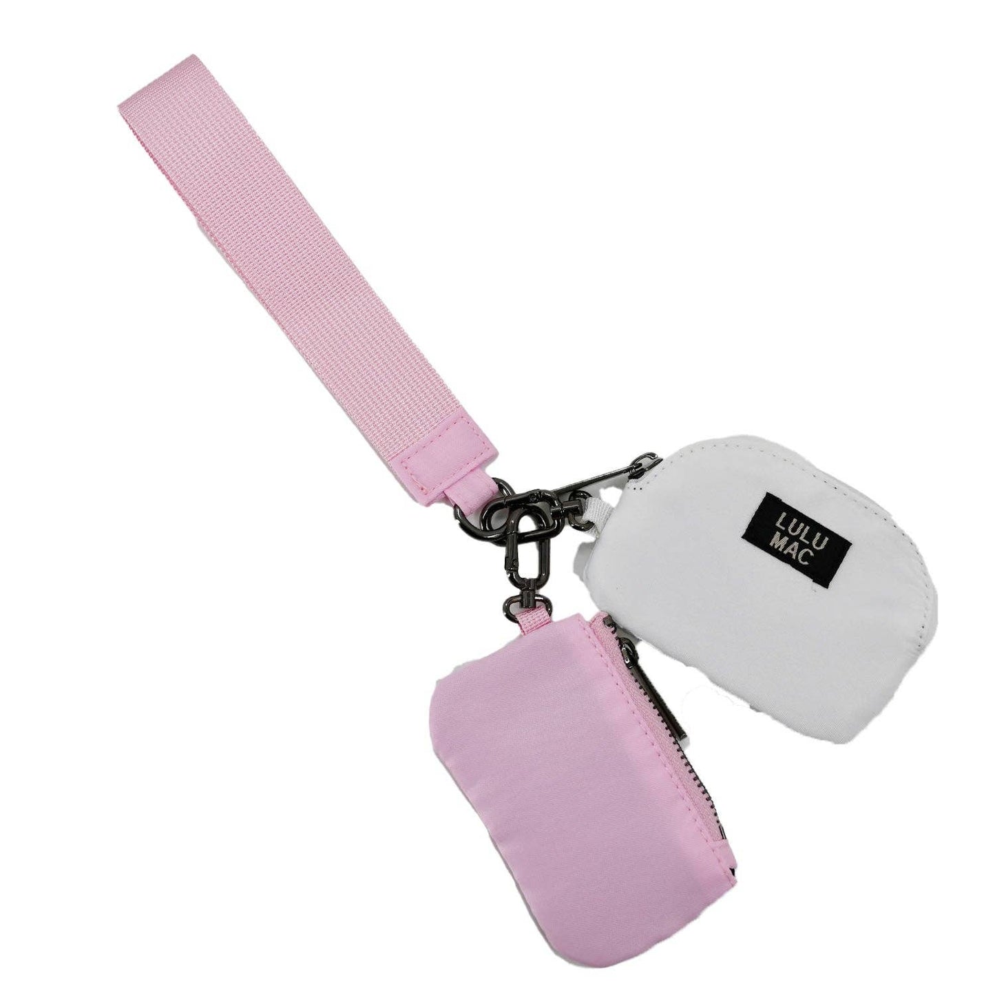 PRE_ORDER_Pink/White Lulu Mac Double Pouch Wristlets