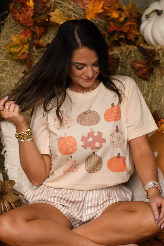 Retro Pumpkins Tee: Soft Cream