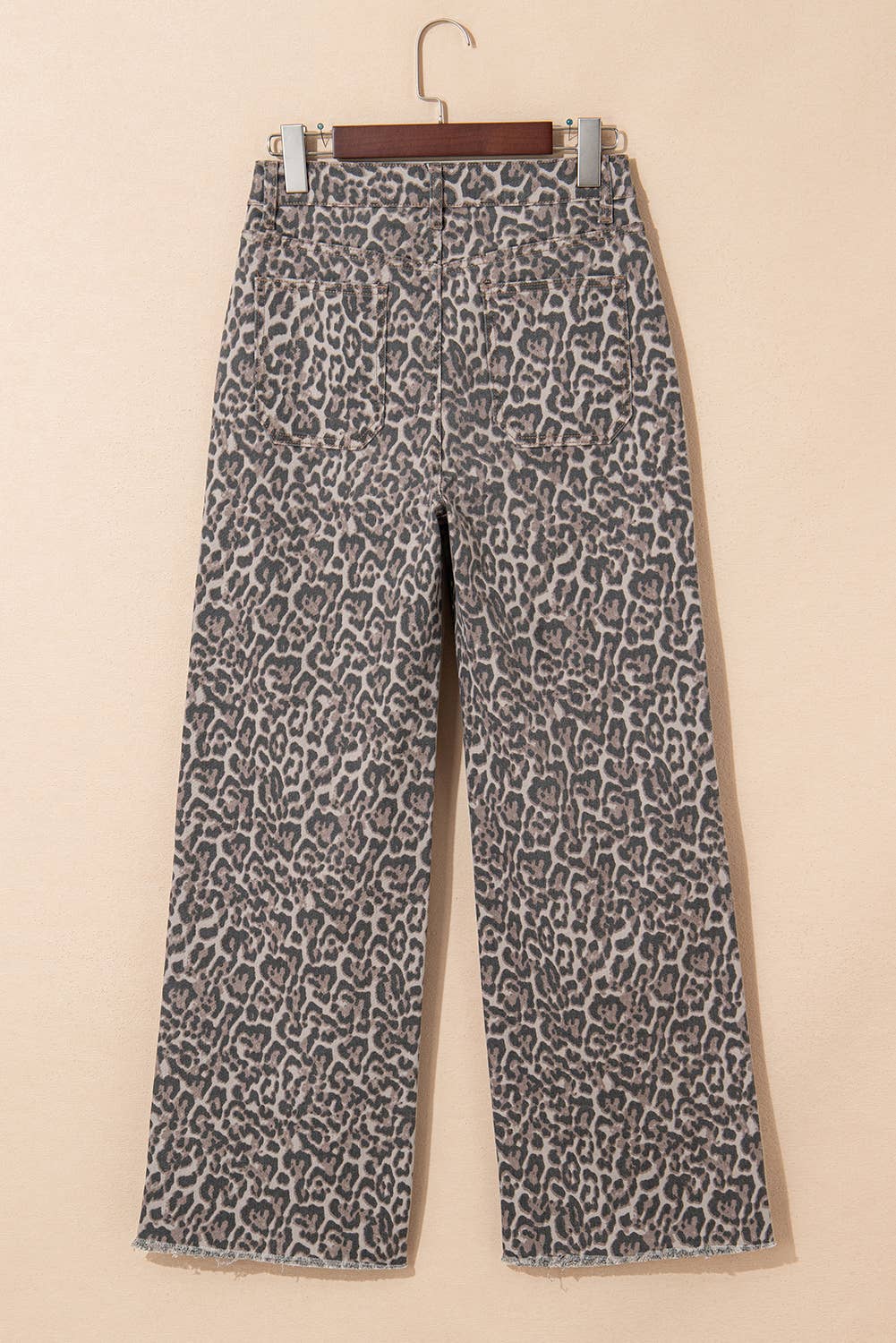 Elenia | Leopard Frayed Edge Wide Leg High Waist Jeans