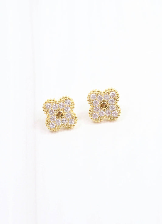 Edner CZ Clover Earring Gold: Default