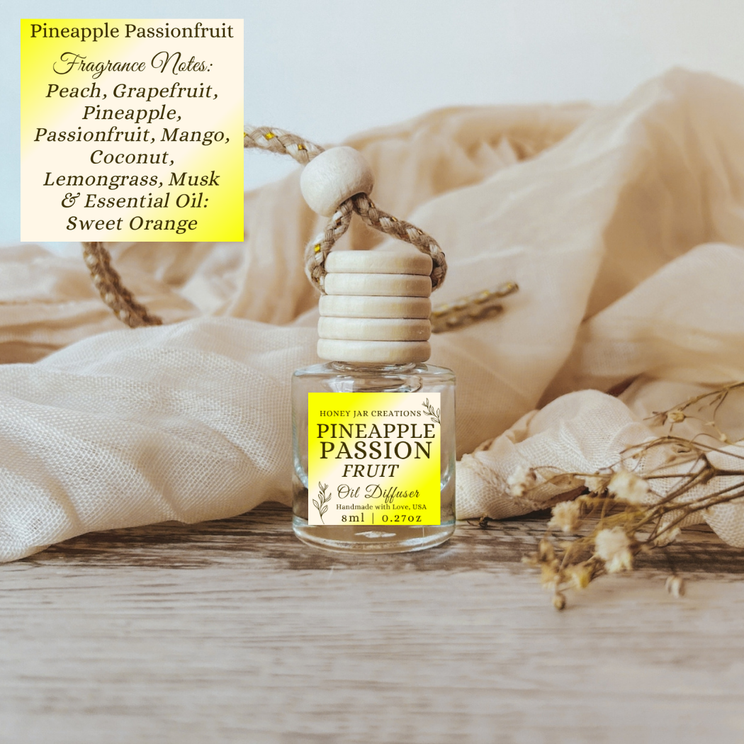 Hanging Car Diffusers | Pineapple Passionfruit | Made USA: Round Bottle