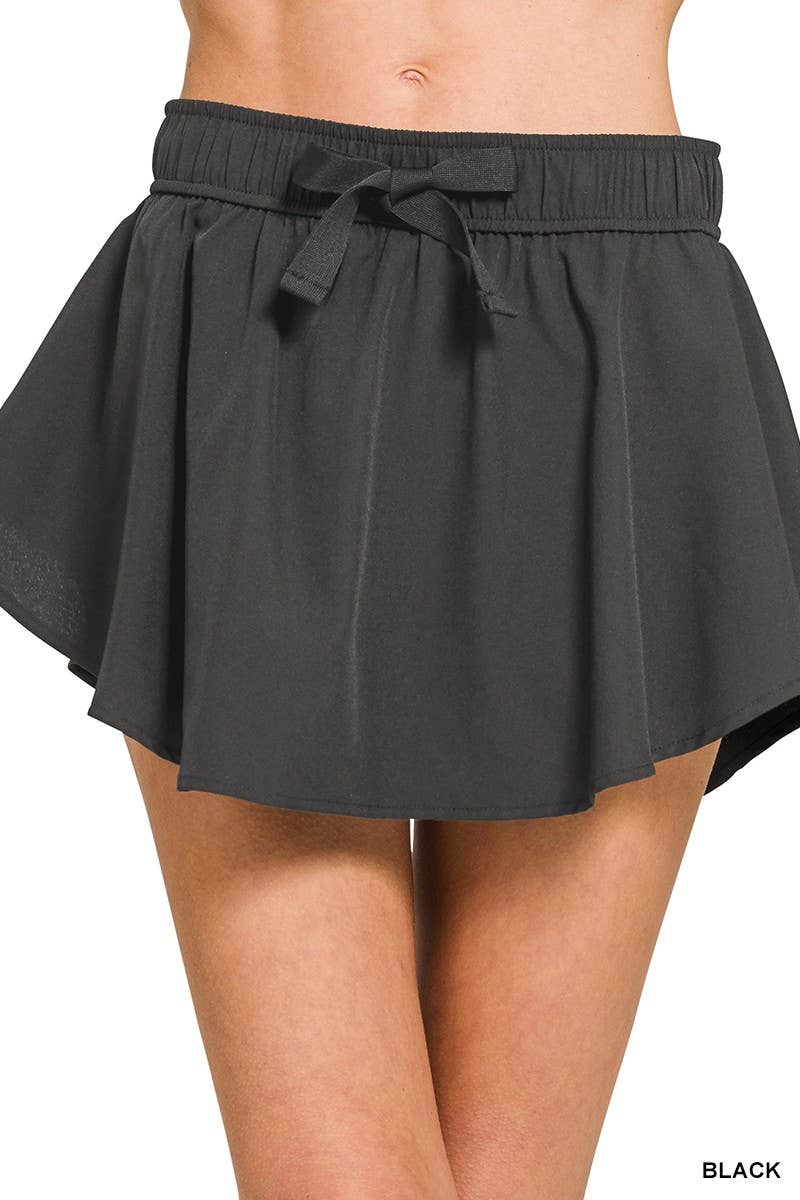 Pre Order- Soft Woven Active Skorts: BLACK