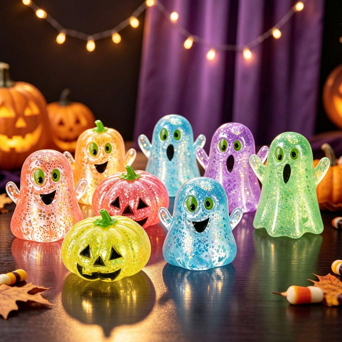 Halloween Ghost Pumpkin Stress Relief Squeeze Toy: Rose Pink Ghost