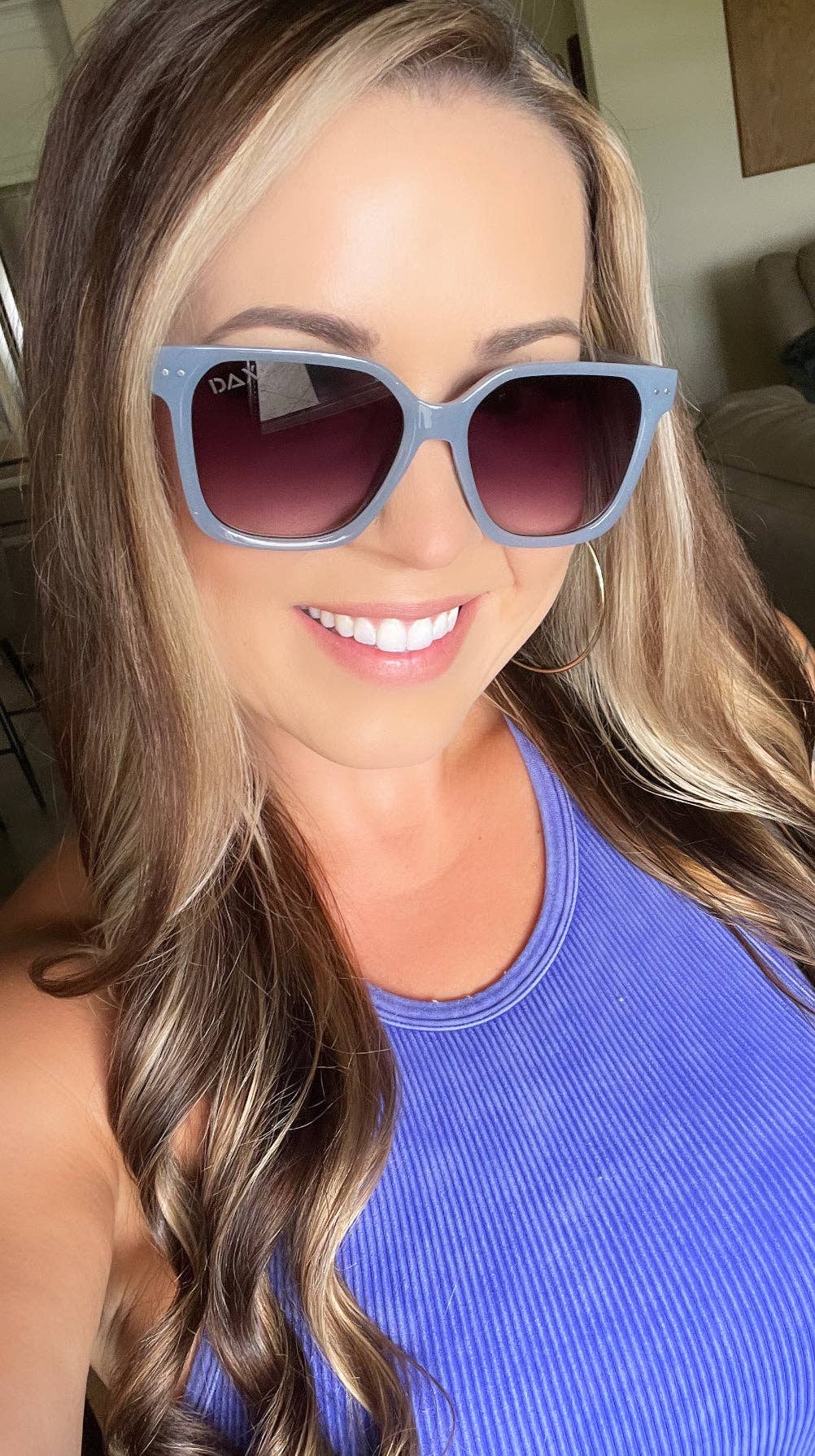 Linny - Women's Oversized Horn Frame Sunglasses: Blue