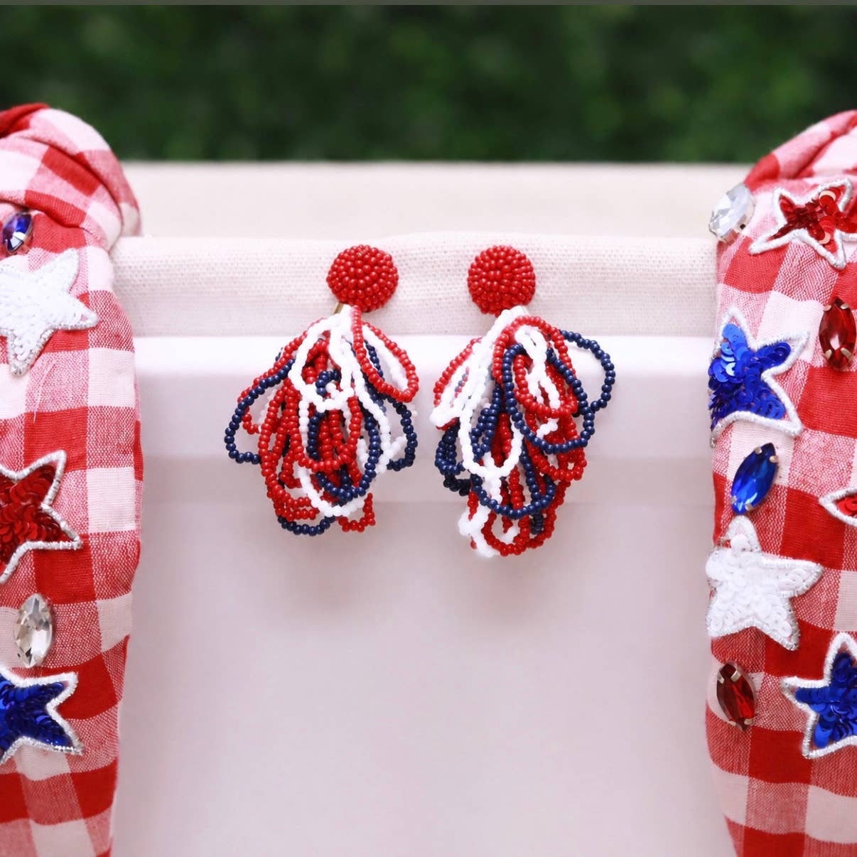 Patriotic Palm Beach Loop Earrings| Patriotic Earrings