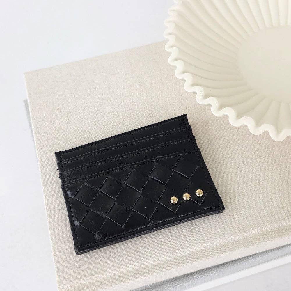 Mariah Woven Small Card Holder Wallet: Black