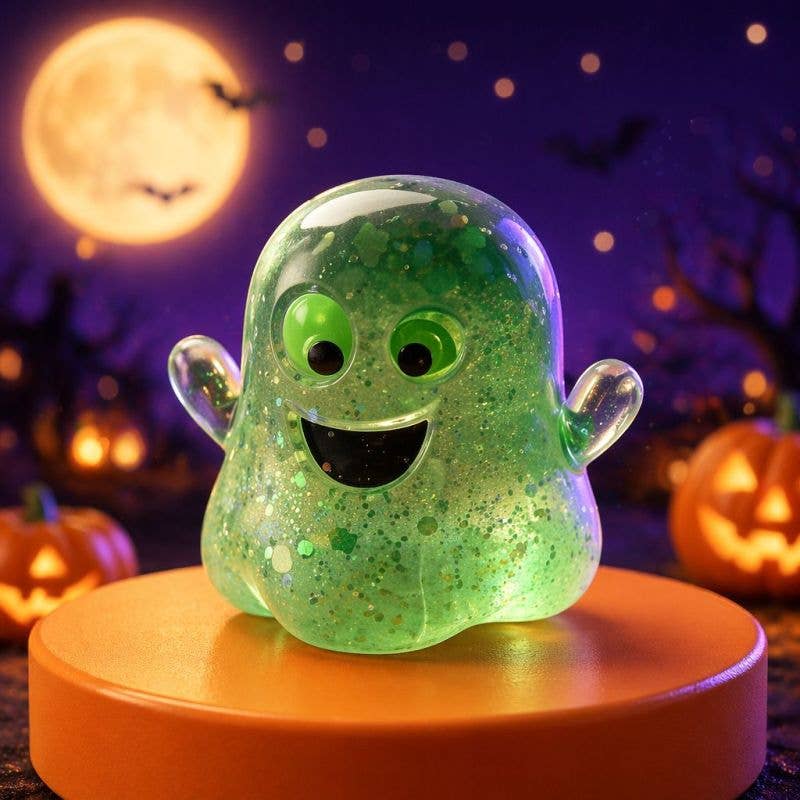 Halloween Ghost Pumpkin Stress Relief Squeeze Toy: Green Ghost