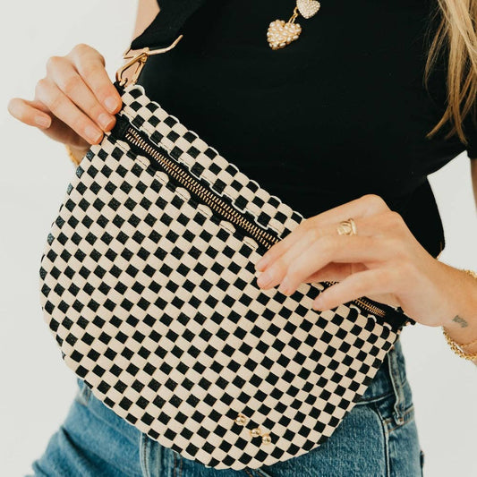 Westlyn Woven Bum Bag - TOP SELLER: Woven Checkered Black