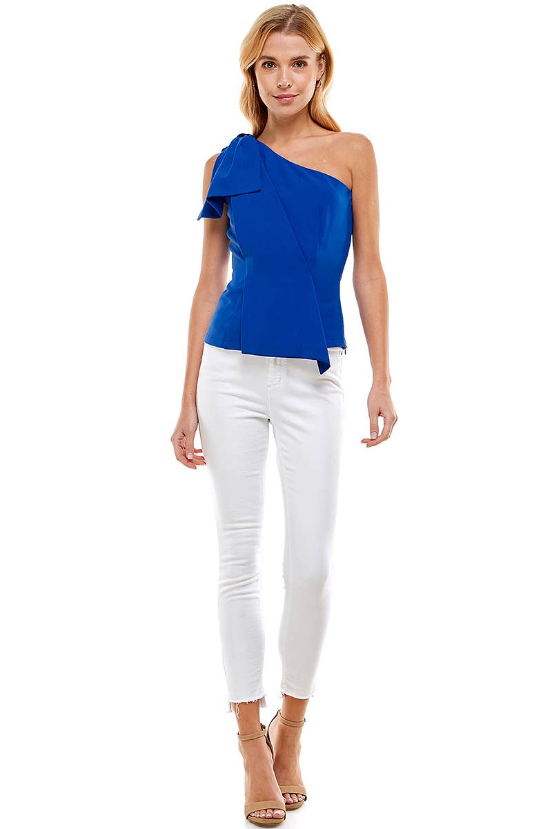 One Shoulder Asymmetrical Top: ROYAL BLUE