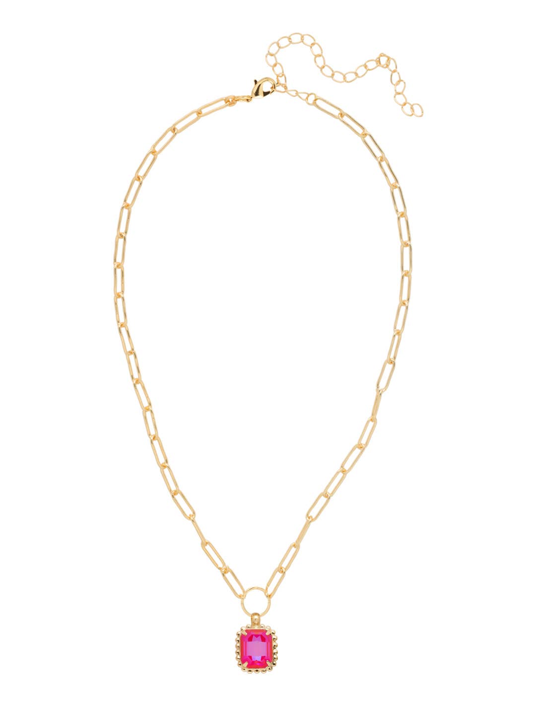Octavia Scalloped Pendant Necklace - Red