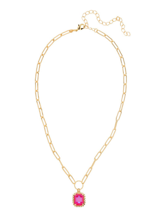 Octavia Scalloped Pendant Necklace - Red