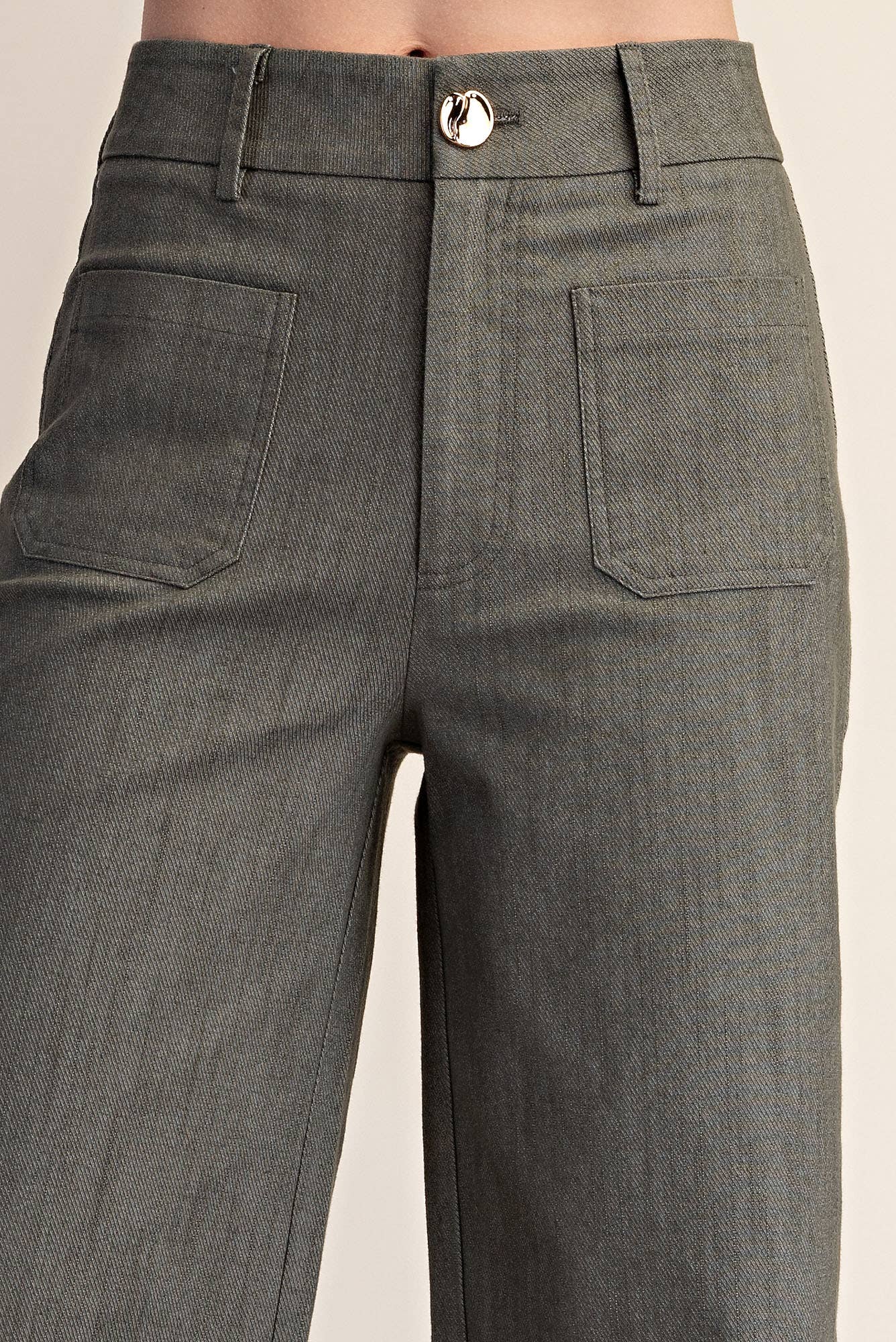 Stretchy Jeans High Rise Front Pocket Wide Leg: Navy