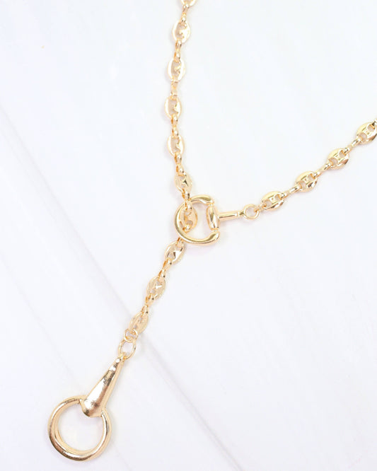 Manchester Horsebit Y Necklace Gold: Pre Order