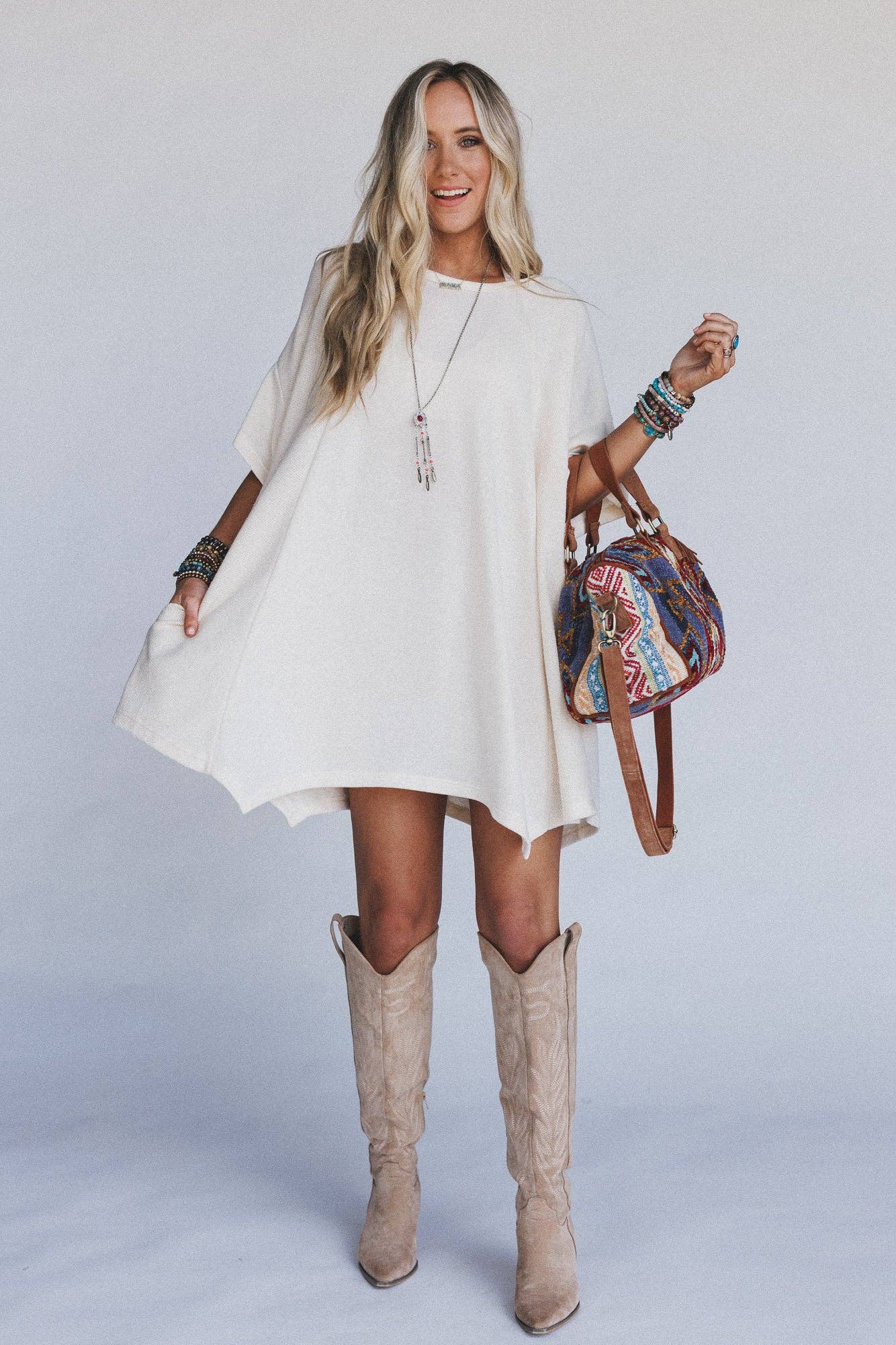 Meadowlight Tunic Dress - Cream: Cream
