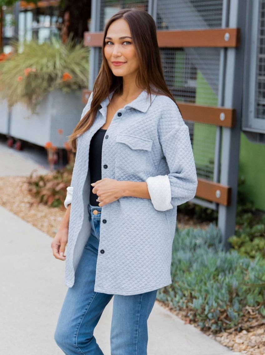 Quilted Shacket: Dark Red / Medium